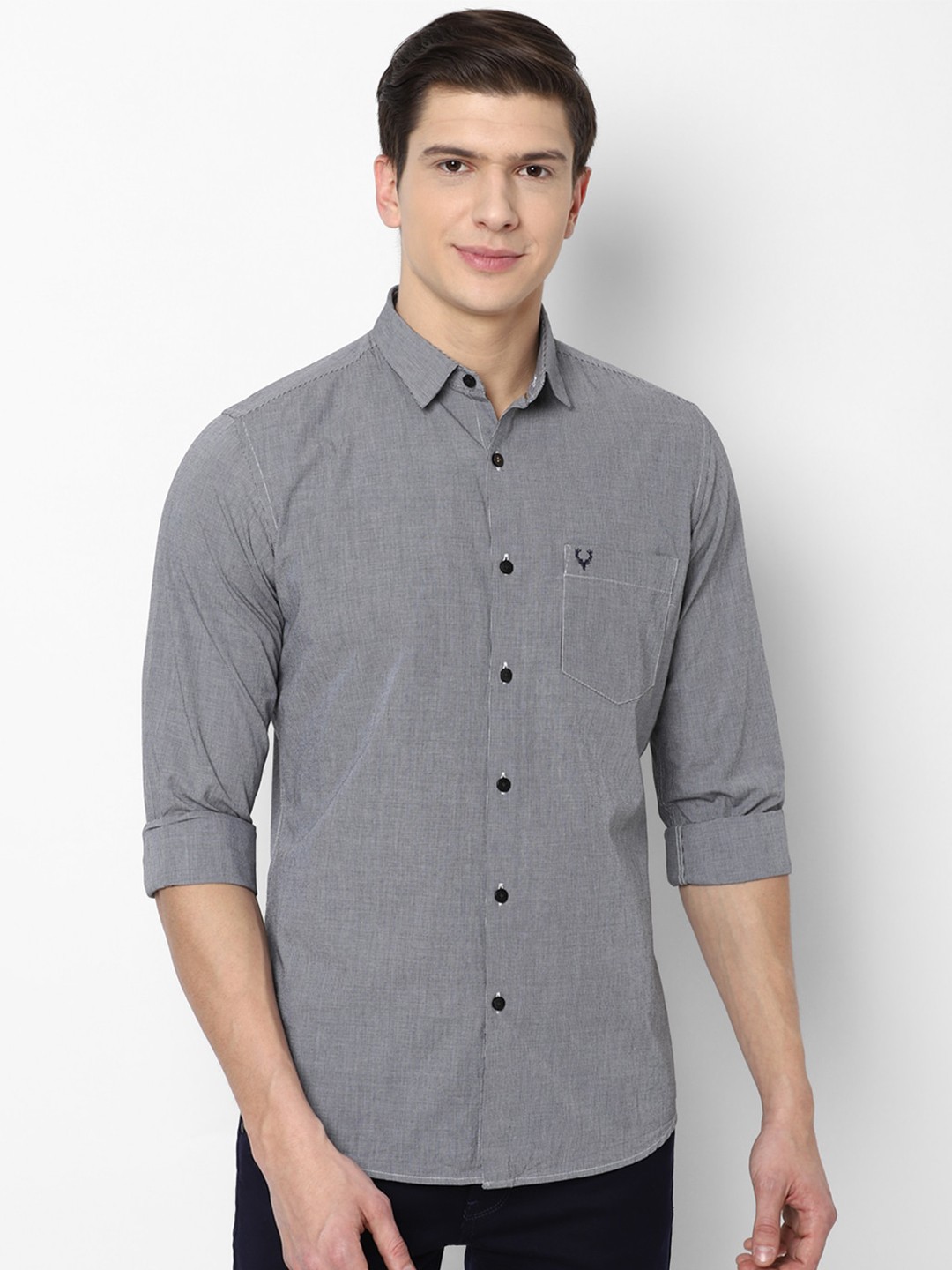 

Allen Solly Men Grey Slim Fit Cotton Casual Shirt