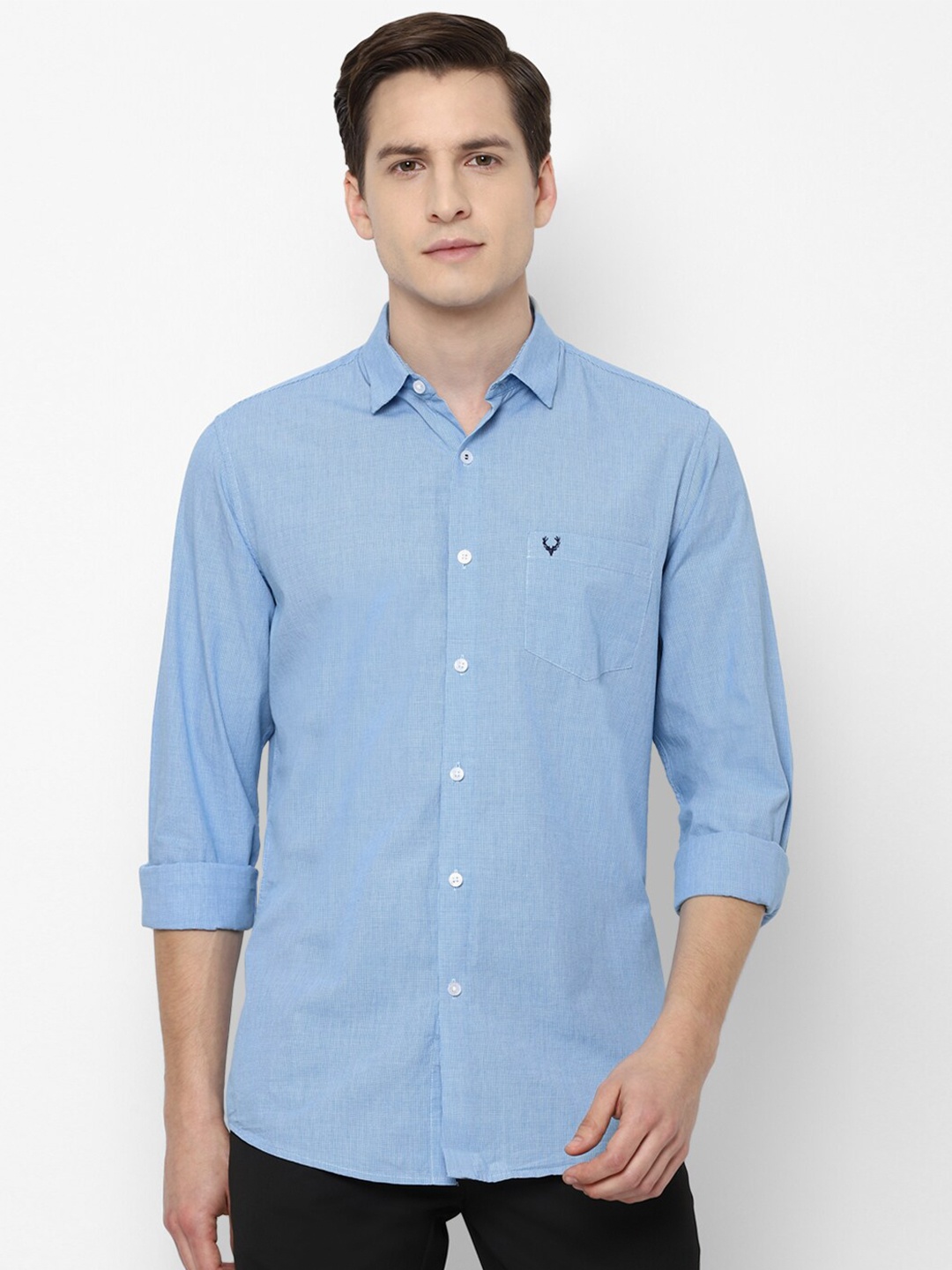 

Allen Solly Men Regular Fit Solid Blue Casual Shirt