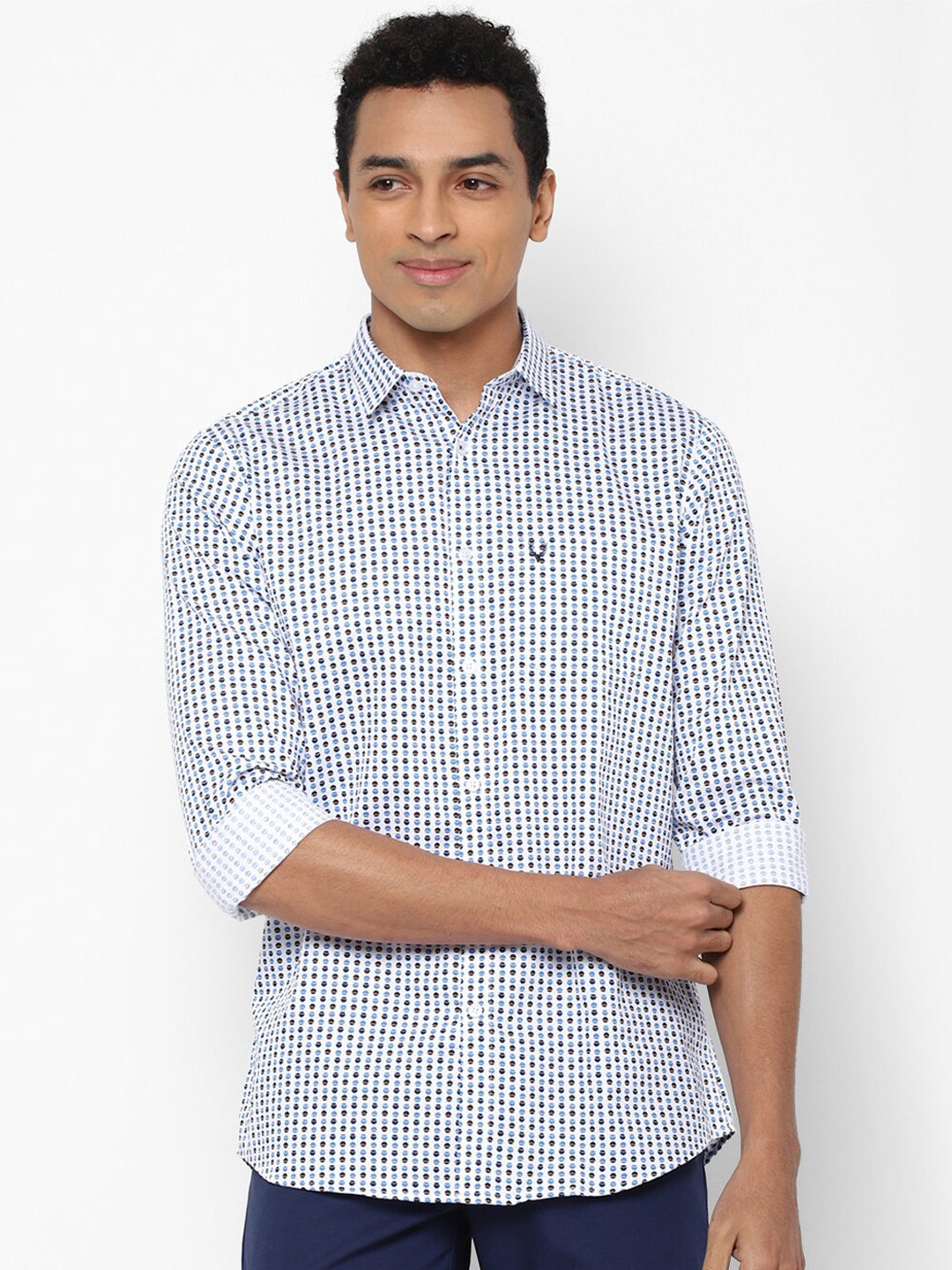 

Allen Solly Men White Slim Fit Printed Cotton Casual Shirt