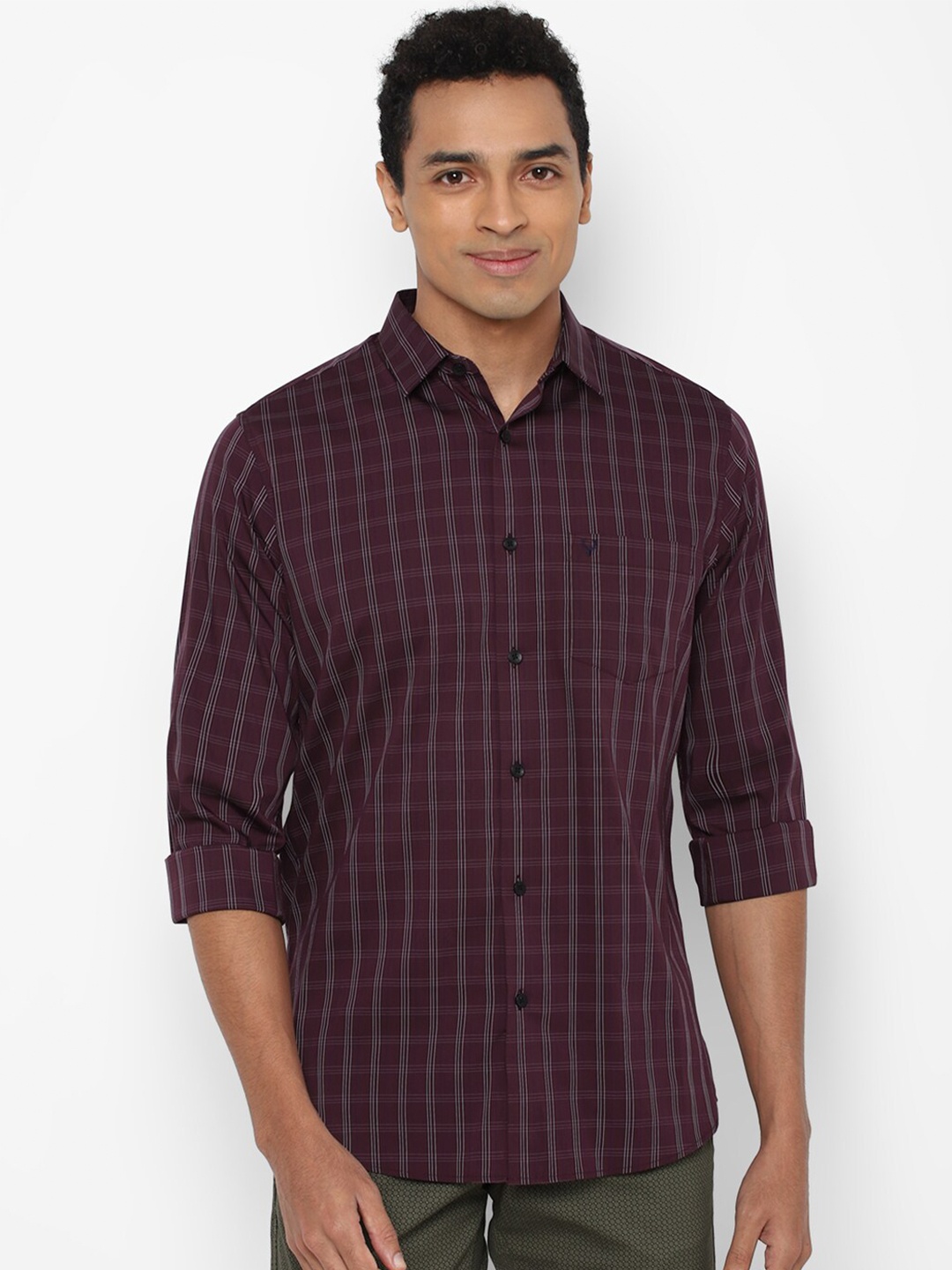

Allen Solly Men Maroon Slim Fit Checked Casual Shirt