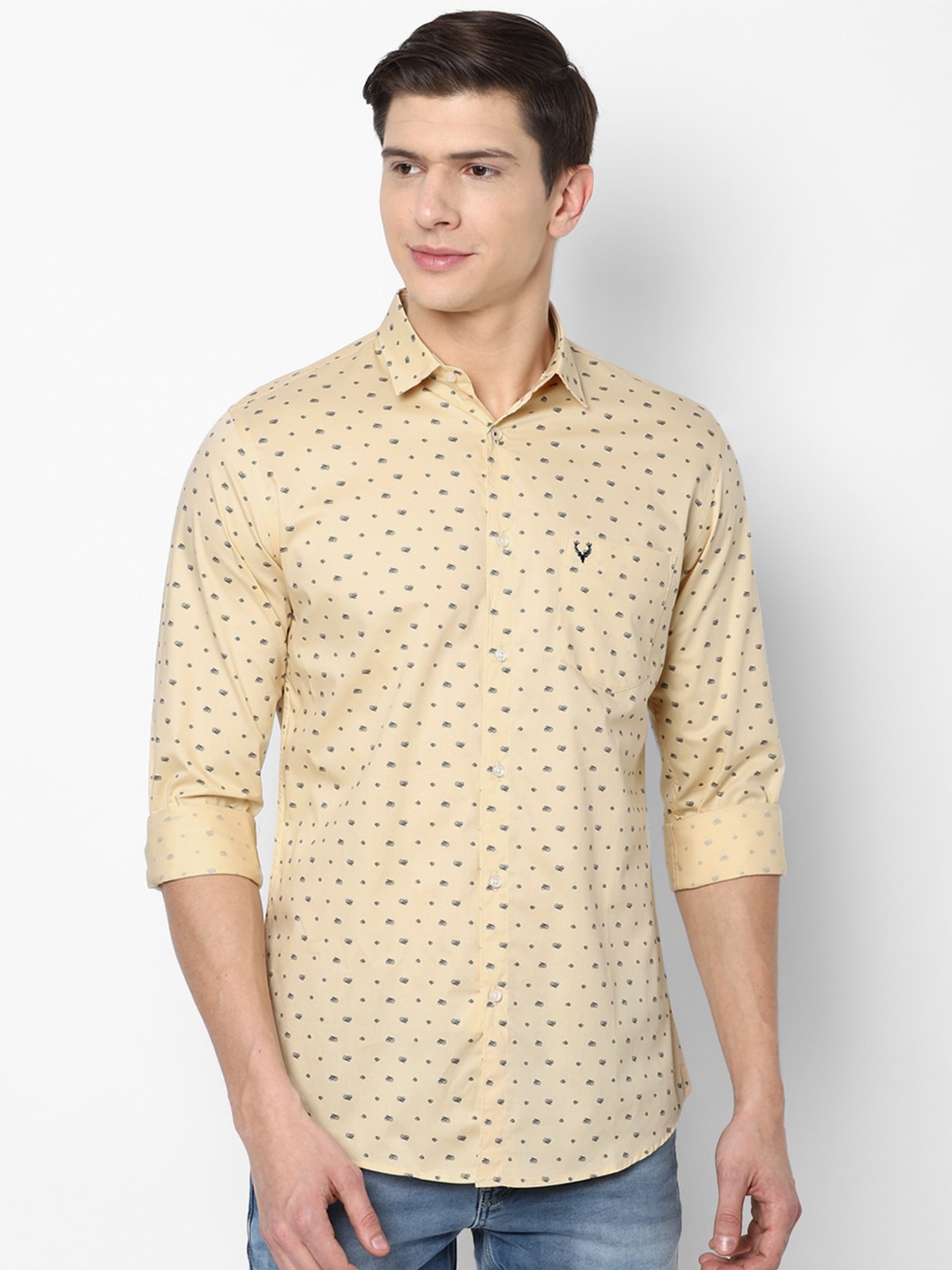 

Allen Solly Men Yellow Slim Fit Printed Casual Shirt