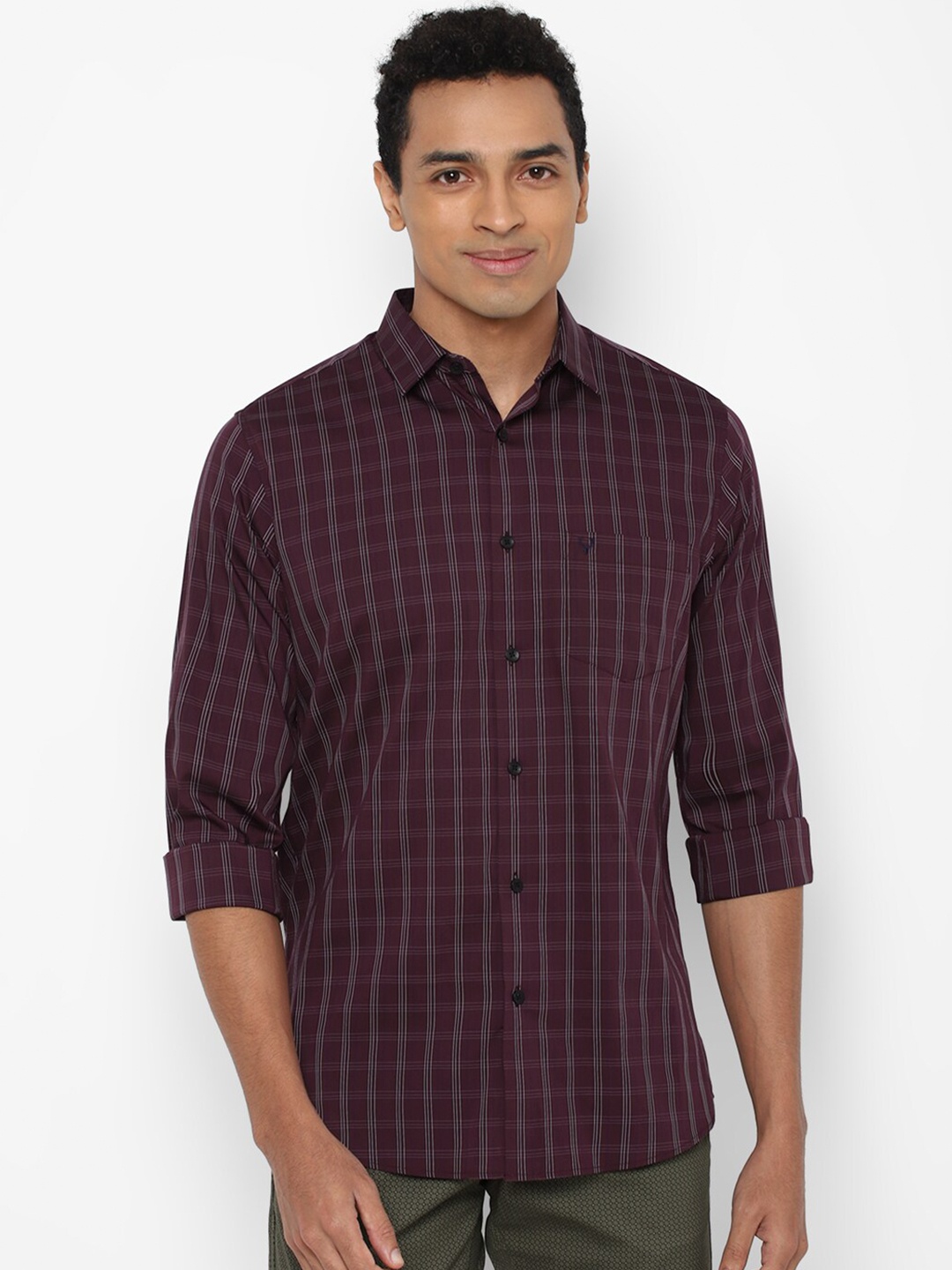

Allen Solly Men Maroon Slim Fit Checked Casual Shirt