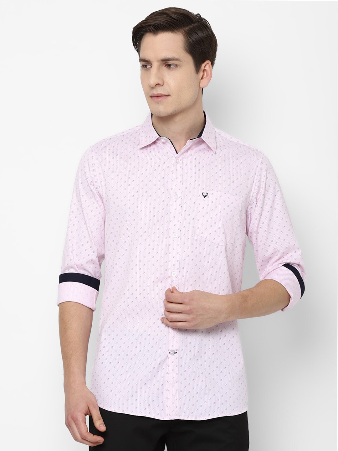 

Allen Solly Men Pink Slim Fit Printed Pure Cotton Casual Shirt