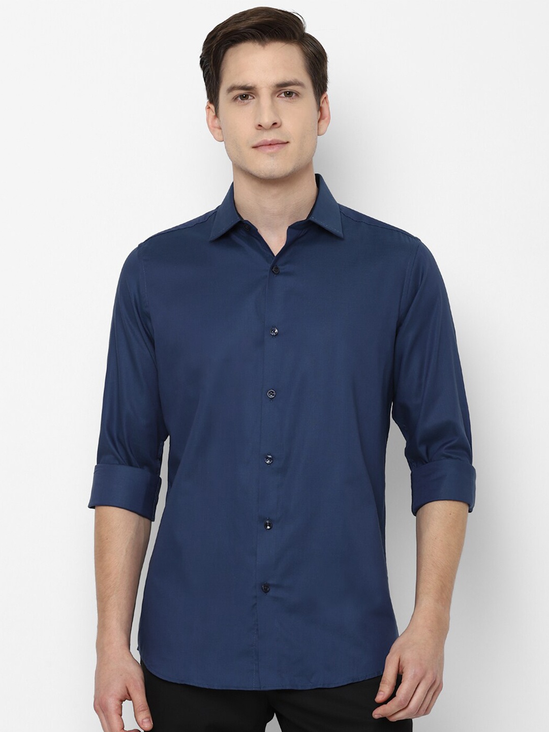 

Allen Solly Men Navy Blue Slim Fit Pure Cotton Casual Shirt