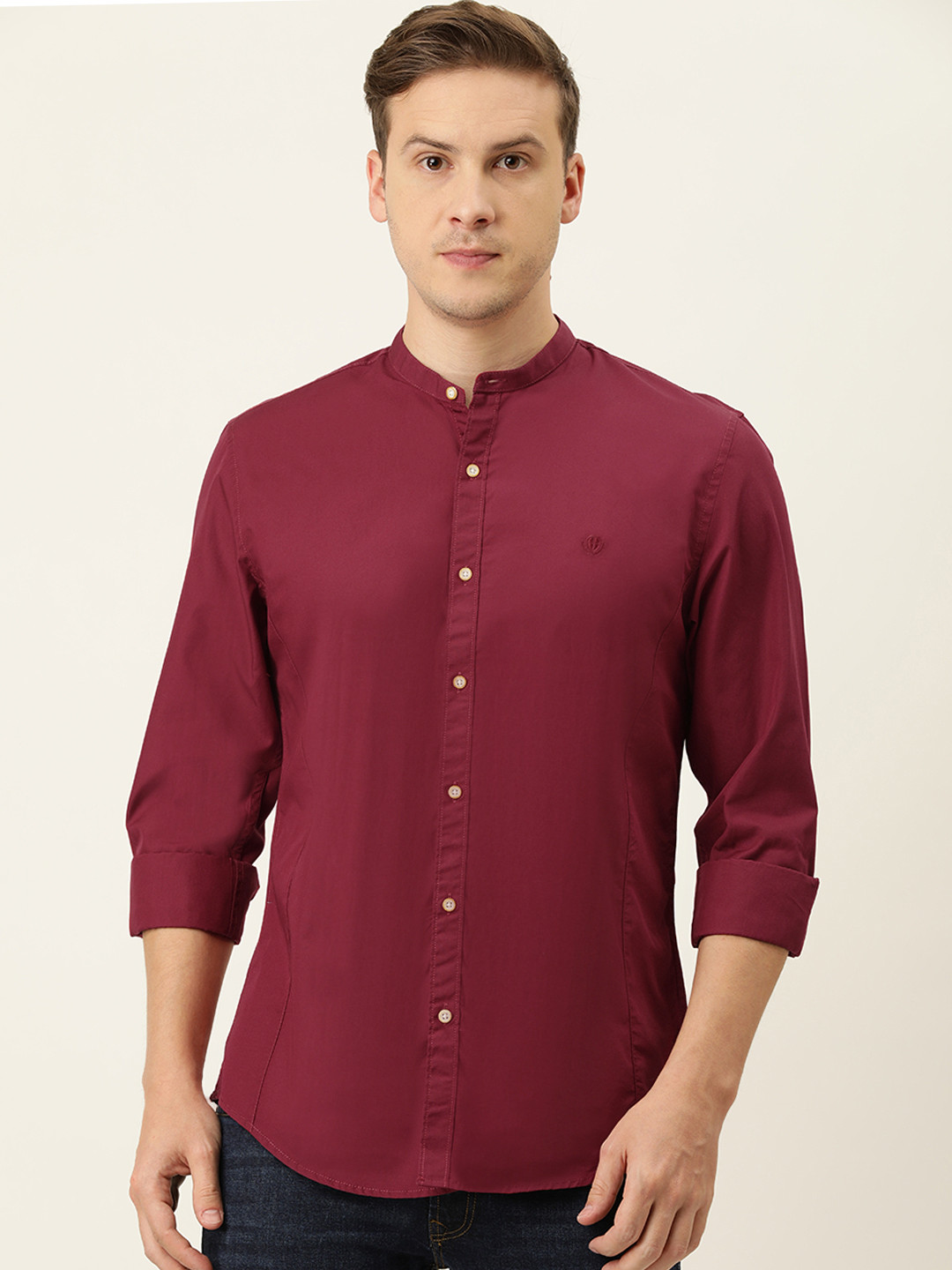 

PETER ENGLAND UNIVERSITY Men Mauve Solid Slim Fit Casual Shirt
