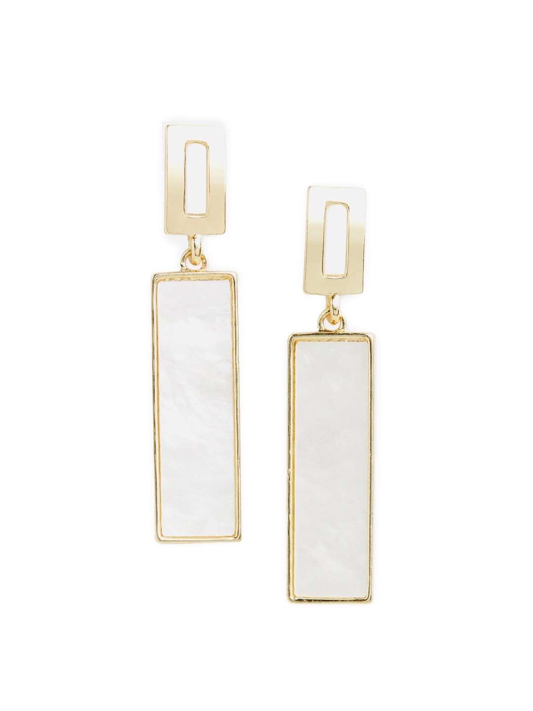 

20Dresses Gold-Plated & White Geometric Shaped Drop Earrings