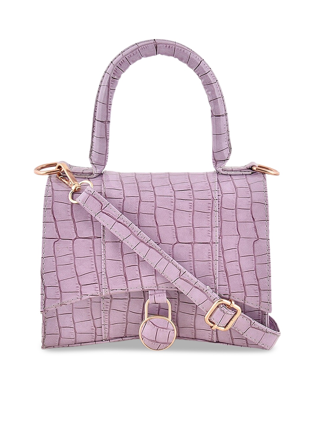 

Lychee bags Purple Croc Textured Structured Sling Bag
