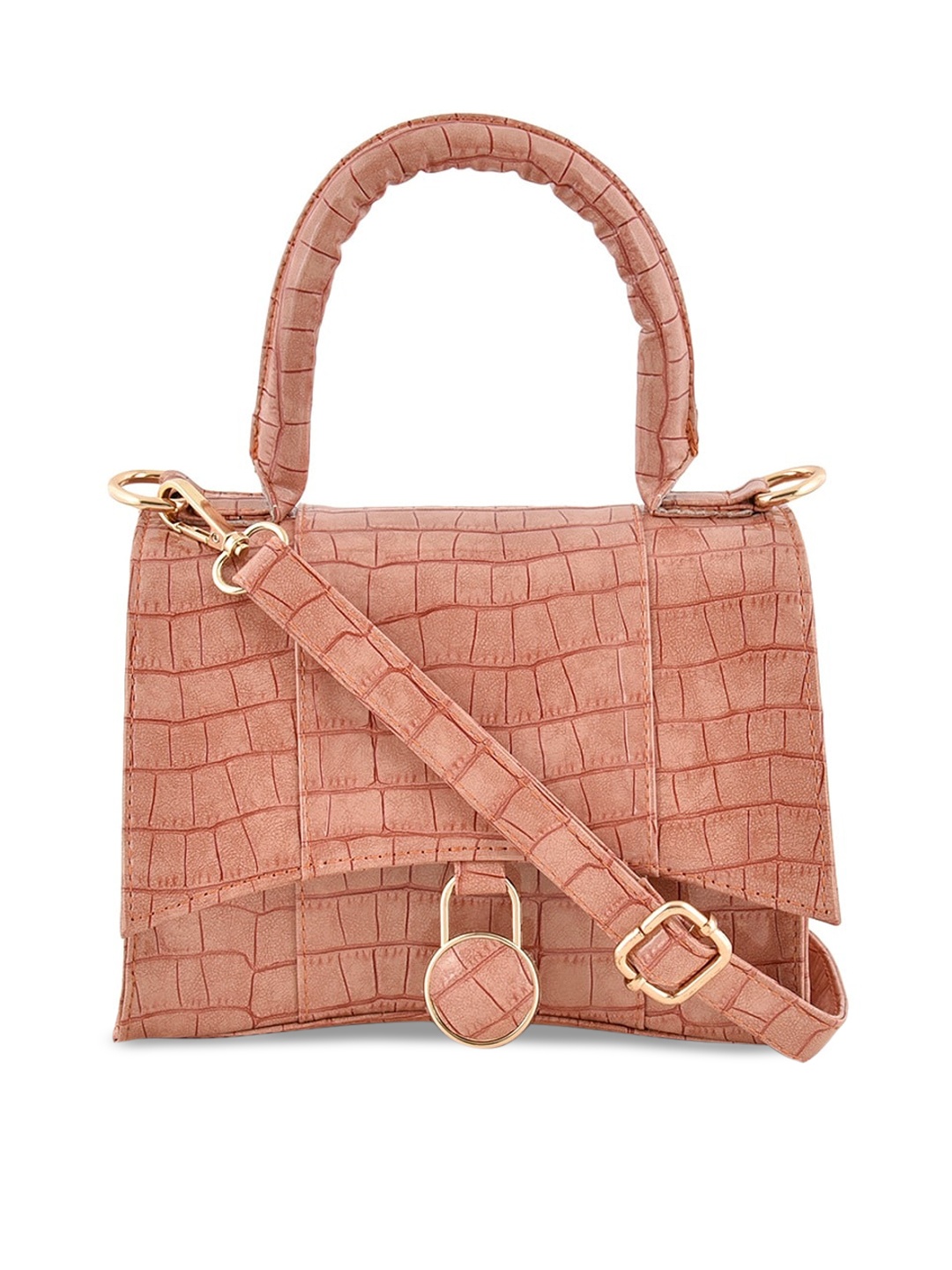 

Lychee bags Peach-Coloured Animal Textured PU Structured Sling Bag