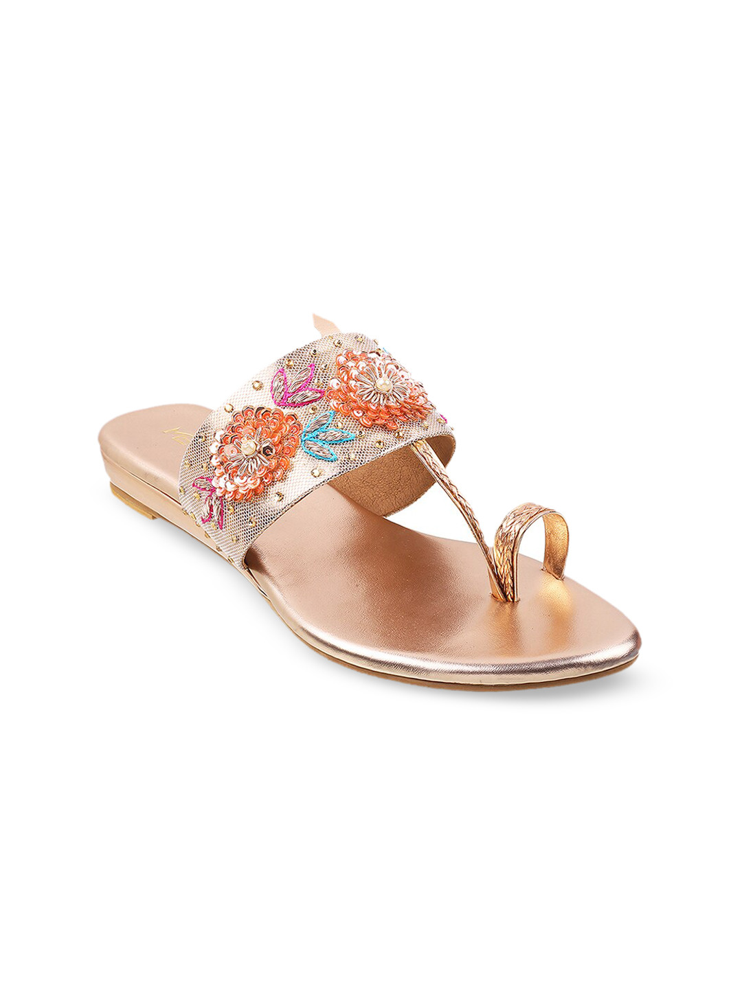 

Metro Women Gold-Toned Embellished One Toe Flats