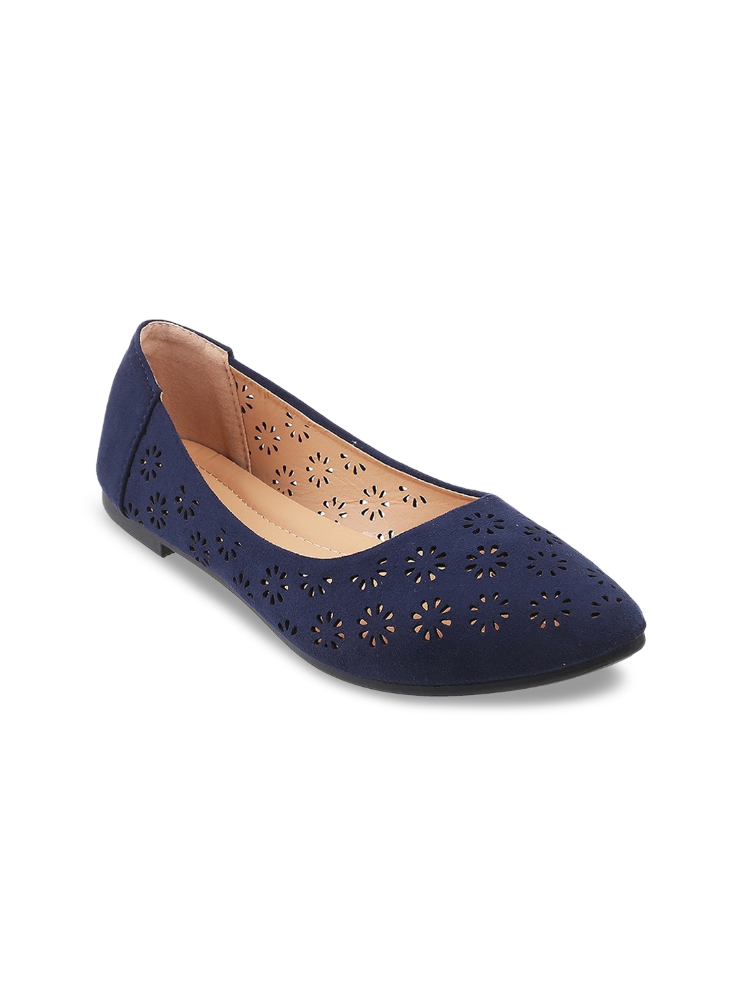 

Metro Women Blue Textured Ballerinas with Laser Cuts Flats