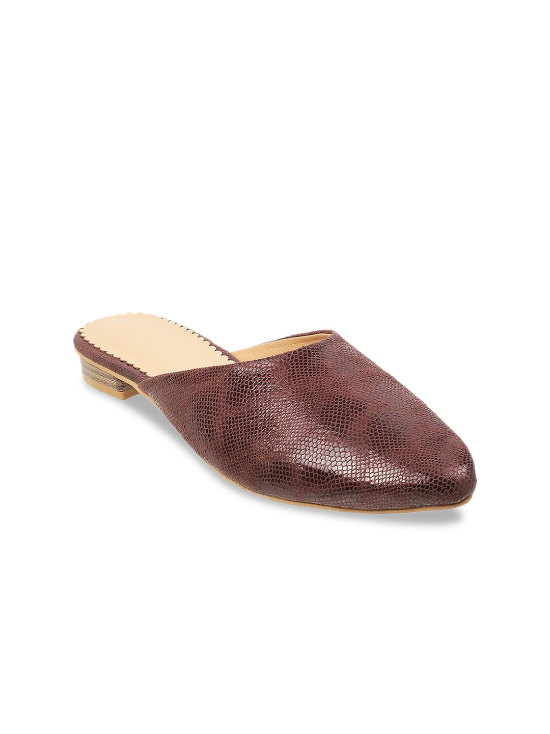 

Metro Women Brown Mules with Laser Cuts Flats
