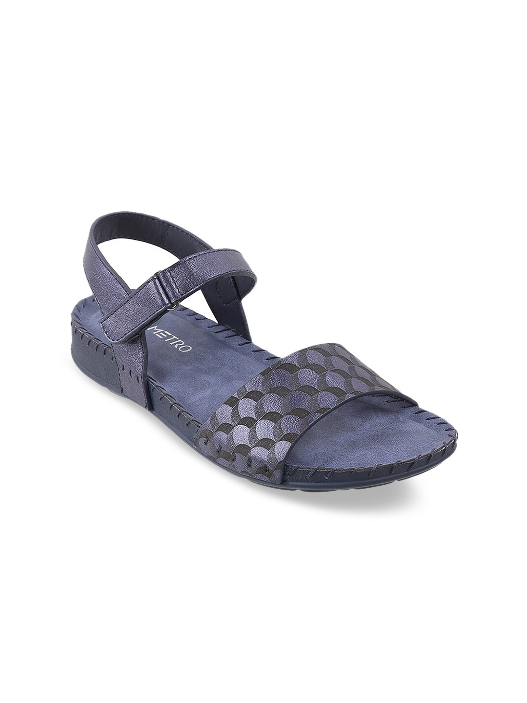 

Metro Women Blue Self Deisgn Open Toe Flats