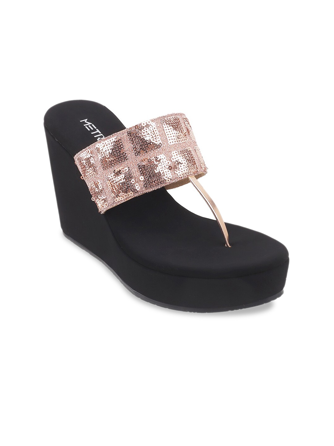 

Metro Gold-Toned Printed Wedge Heels