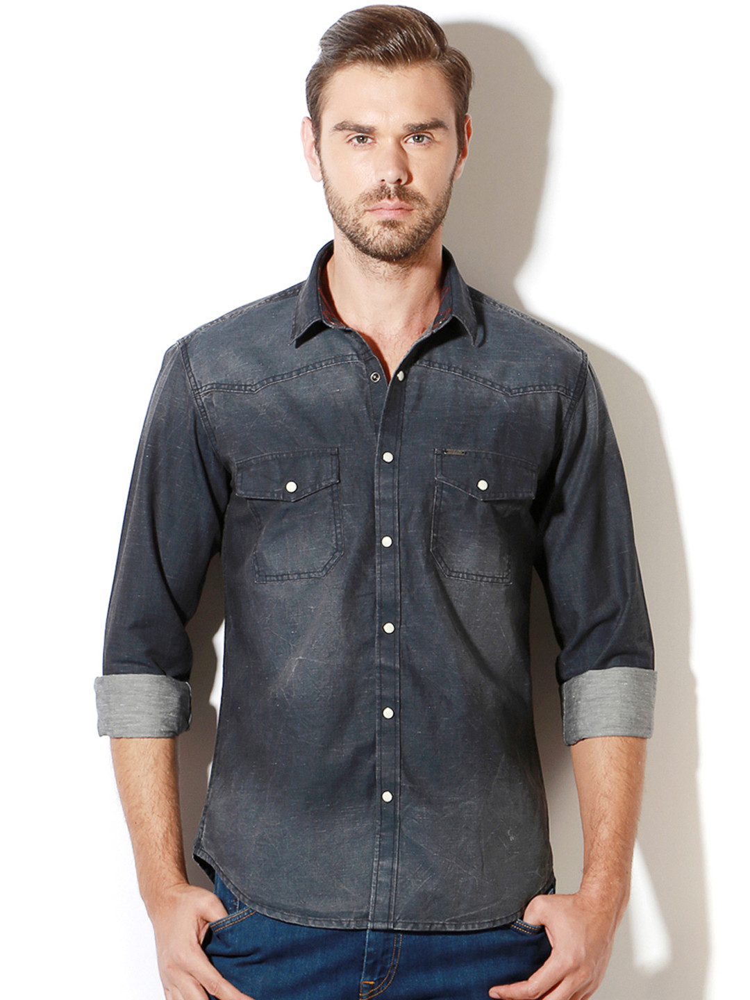 

V Dot by Van Heusen Men Grey Slim Fit Casual Shirt