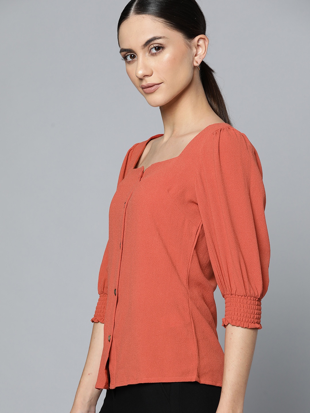 

Chemistry Women Rust Orange Textured Top
