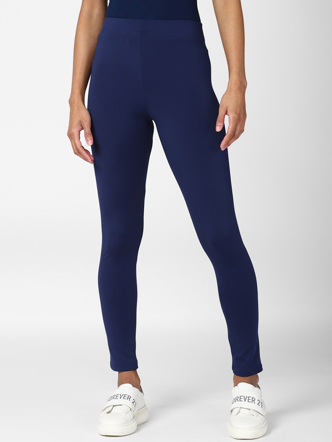 

Forever 21 Women Navy Blue Solid Legging