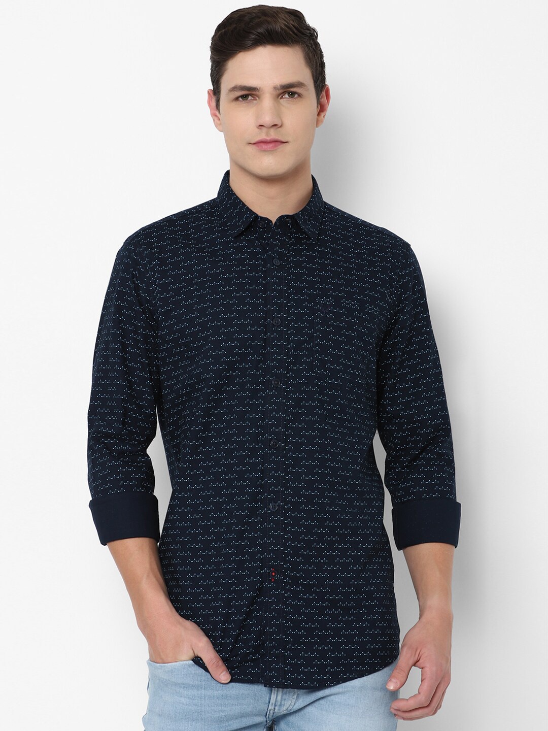 

Allen Solly Sport Men Navy Blue Printed Regular Fit Pure Cotton Casual Shirt