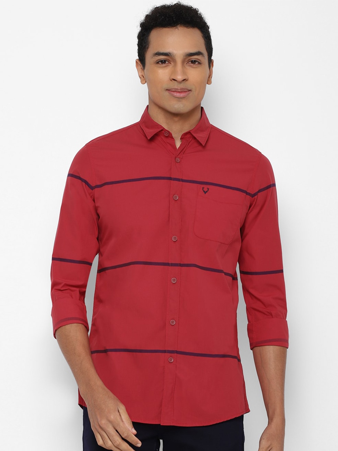 

Allen Solly Sport Men Red Regular Fit Horizontal Stripes Striped Casual Shirt