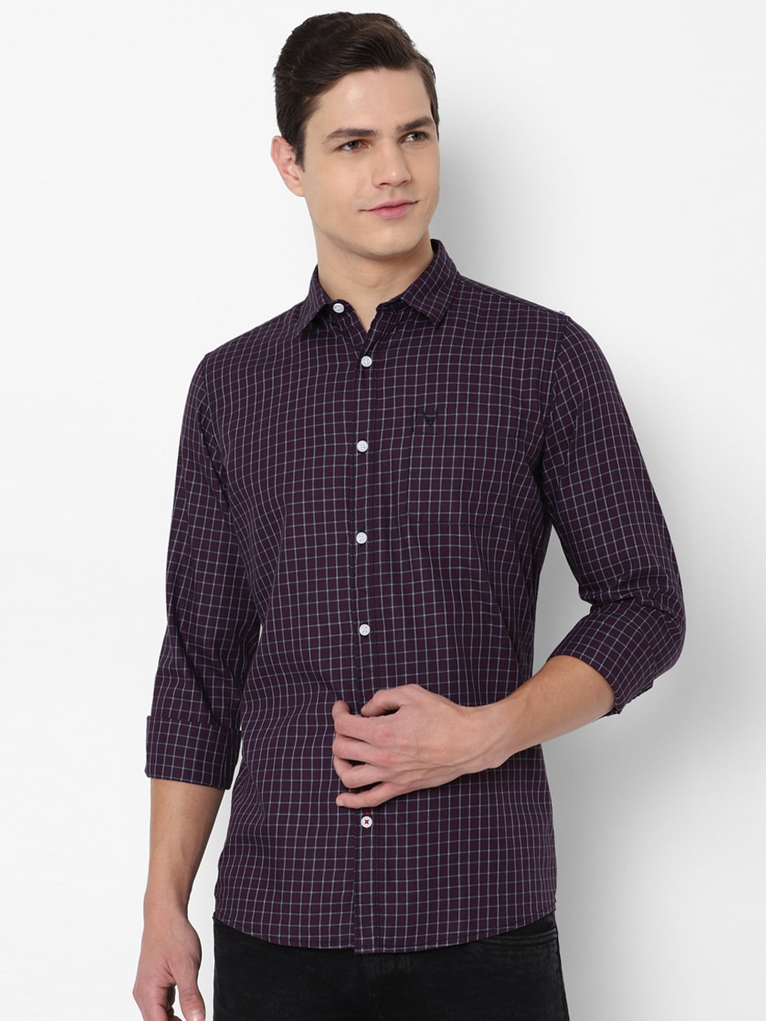 

Allen Solly Sport Men Navy Blue Grid Tattersall Checks Checked Casual Shirt