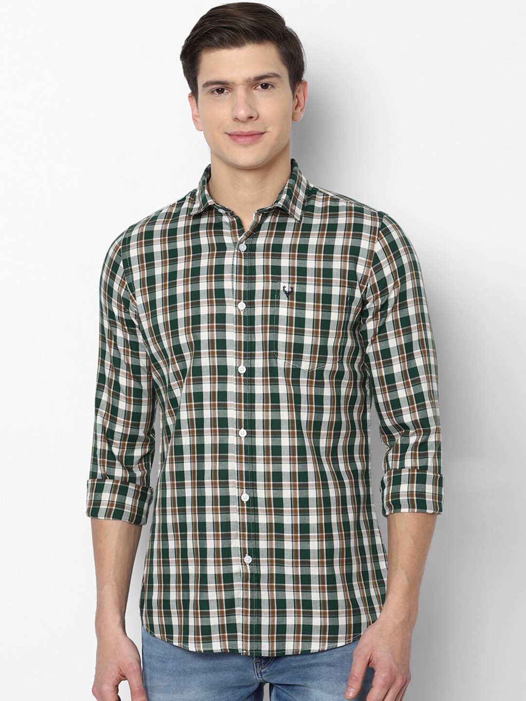 

Allen Solly Sport Men Green Tartan Checks Checked Casual Shirt