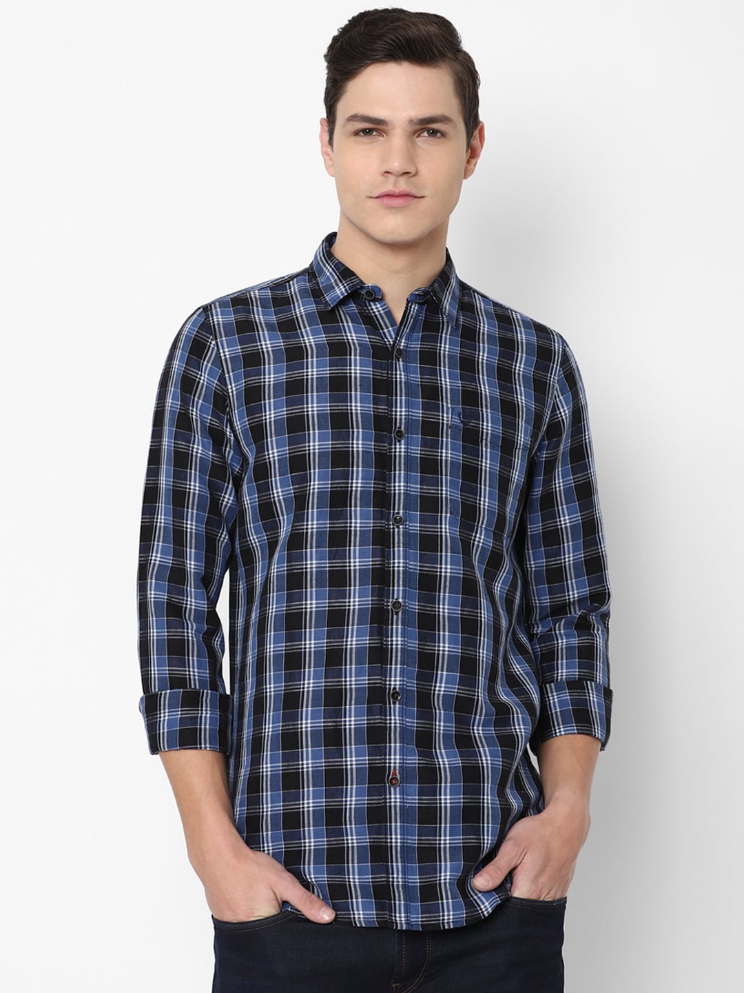

Allen Solly Sport Men Navy Blue Checked Casual Shirt