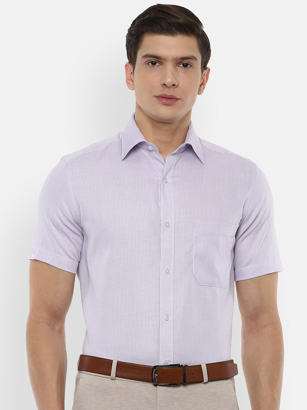 

Louis Philippe Men Purple Checked Regular Fit Pure Cotton Formal Shirt