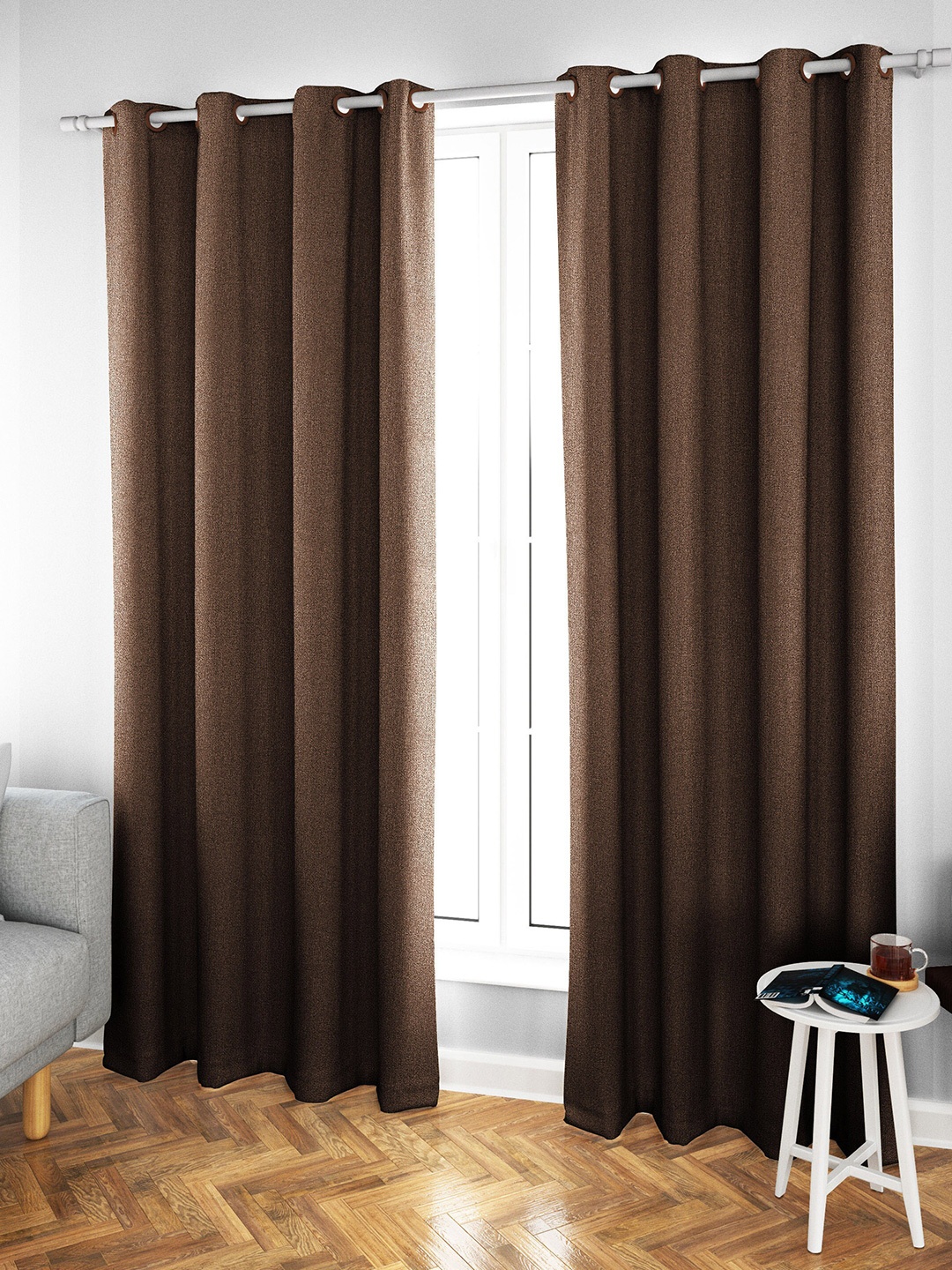 

S9home by Seasons Bronze-Toned Set of 2 Room Darkening Door Curtain With Brass Eyelets