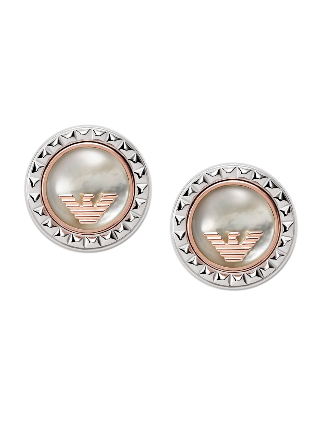 

Emporio Armani Women Rhodium-Plated Sterling Silver Pearls Studded Circular Studs Earrings