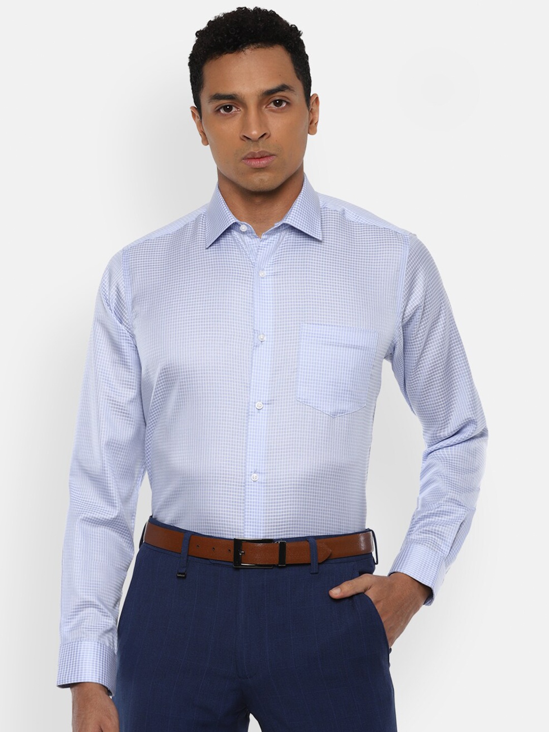 

Van Heusen Men Purple Checked Pure Cotton Regular Fit Formal Shirt