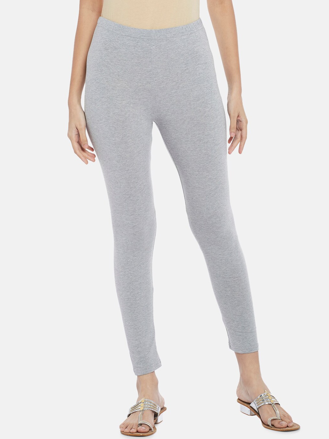 

RANGMANCH BY PANTALOONS Women Grey Solid Ankle-Length Leggings