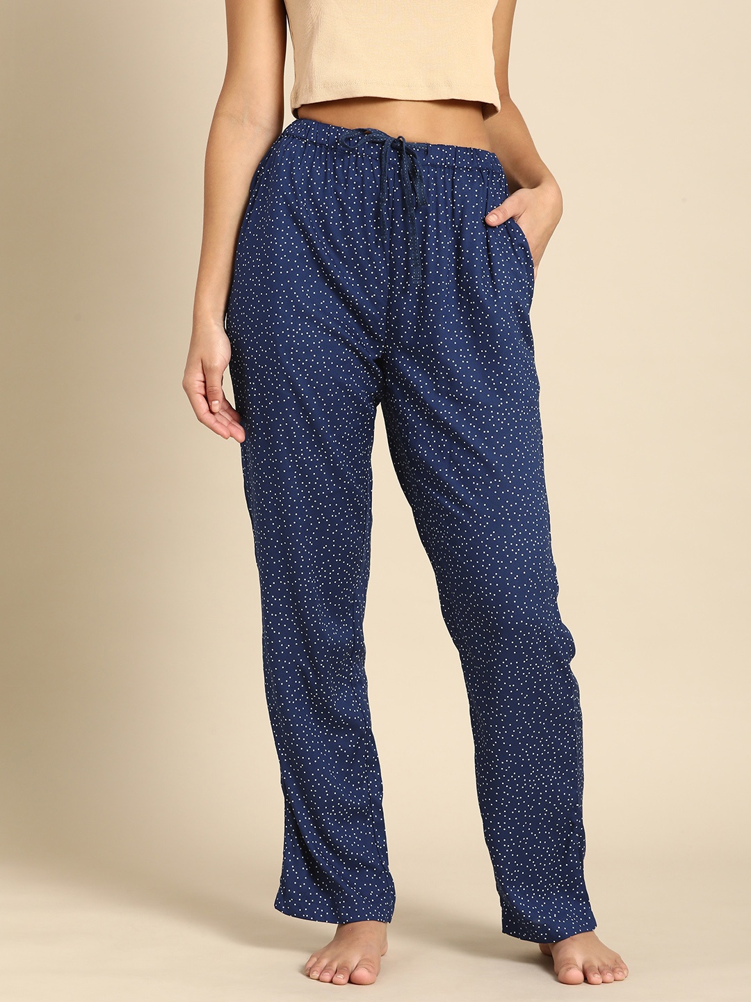

Dreamz by Pantaloons Women Blue Printed Lounge Pants