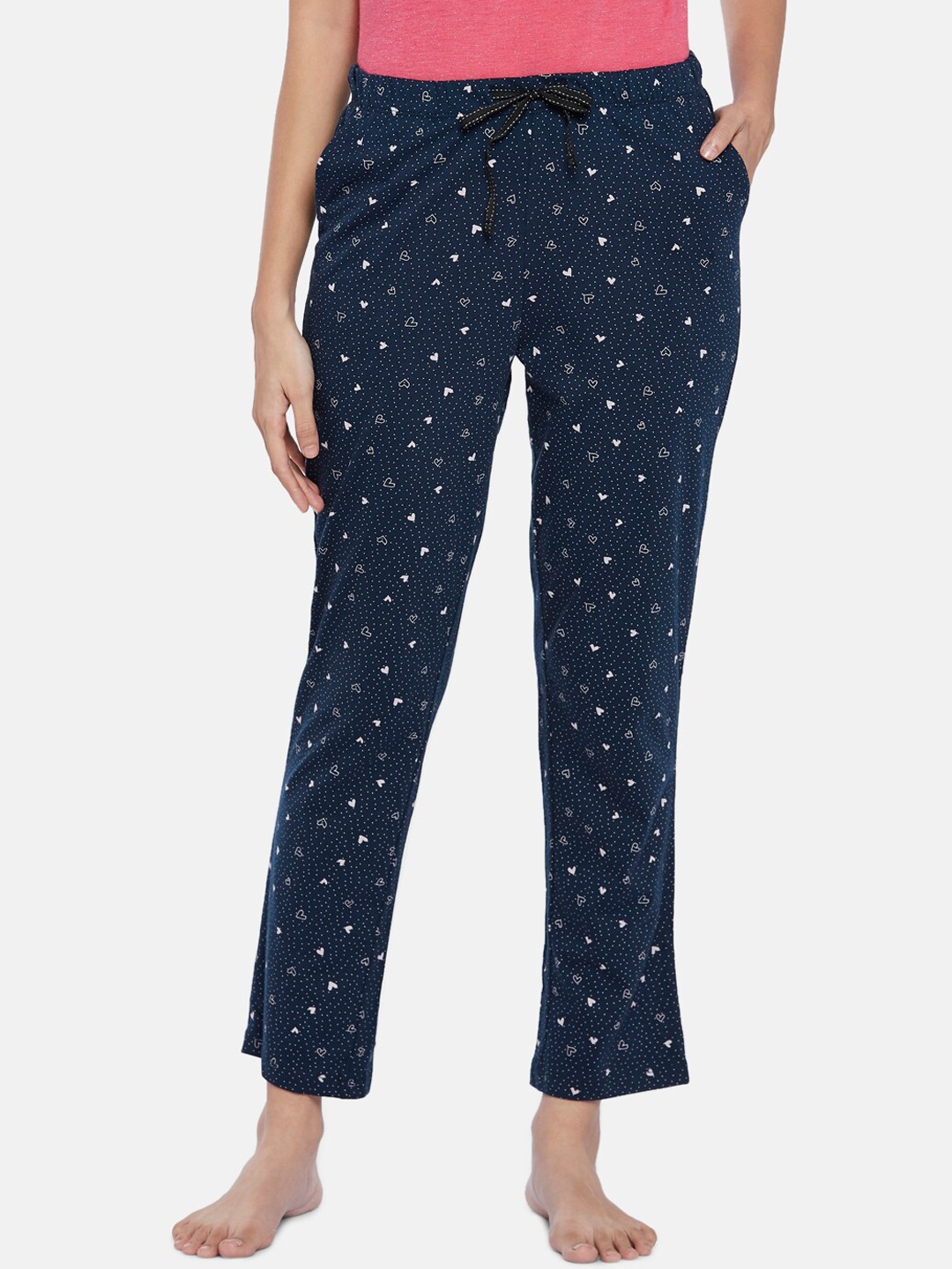 

Dreamz by Pantaloons Women Navy Blue Printed Cotton Lounge Pant