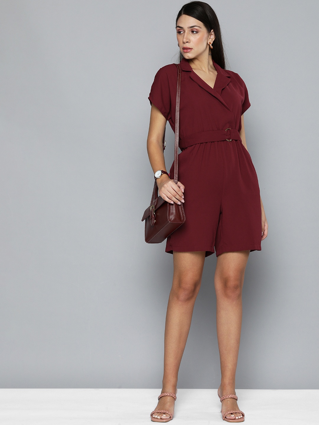 

Chemistry Women Maroon Solid Playsuit