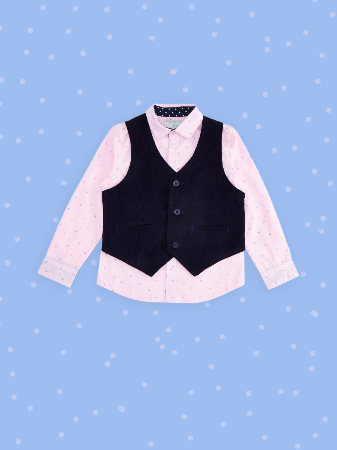 

Pantaloons Junior Boys Pink Printed Layered Party Shirt