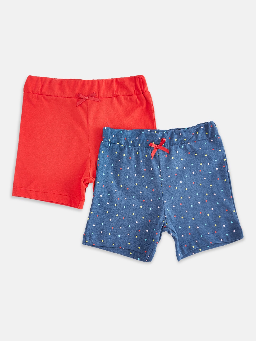 

Pantaloons Baby Girls Pack of 2 Red & Blue Printed Shorts