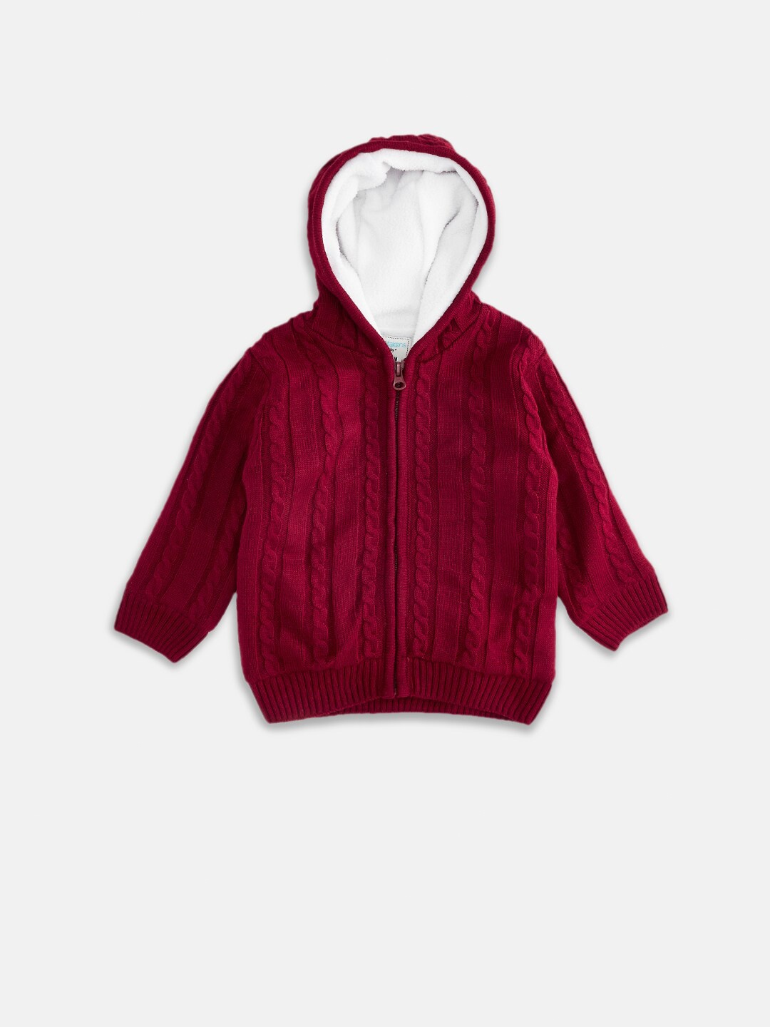 

Pantaloons Baby Boys Maroon Cable Knit Cardigan
