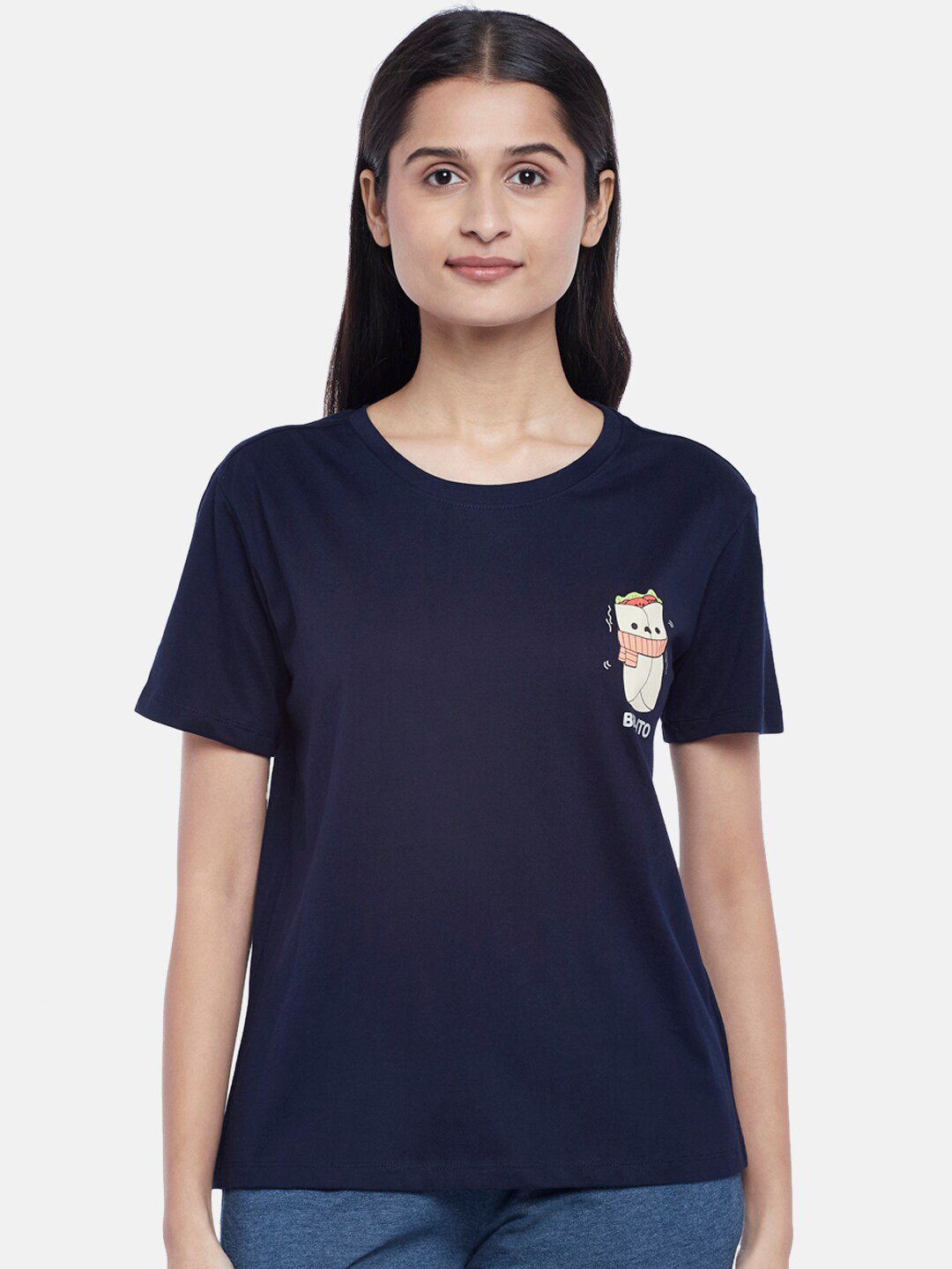 

Dreamz by Pantaloons Navy Blue Pure Cotton Lounge tshirt