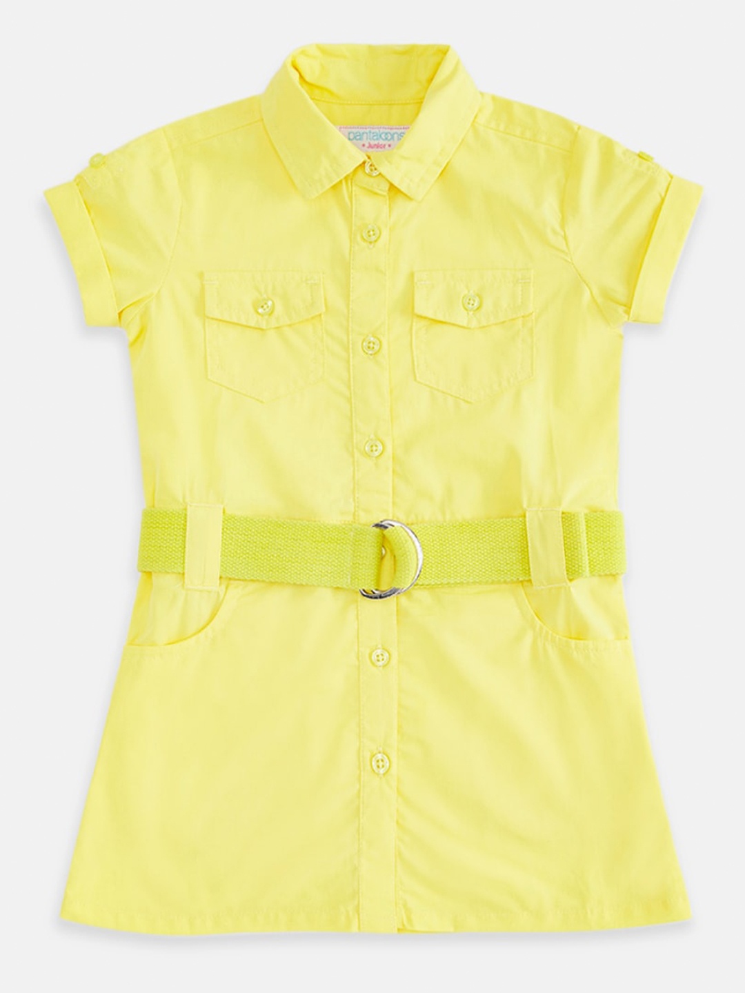 

Pantaloons Junior Yellow Pure Cotton Shirt Style Top