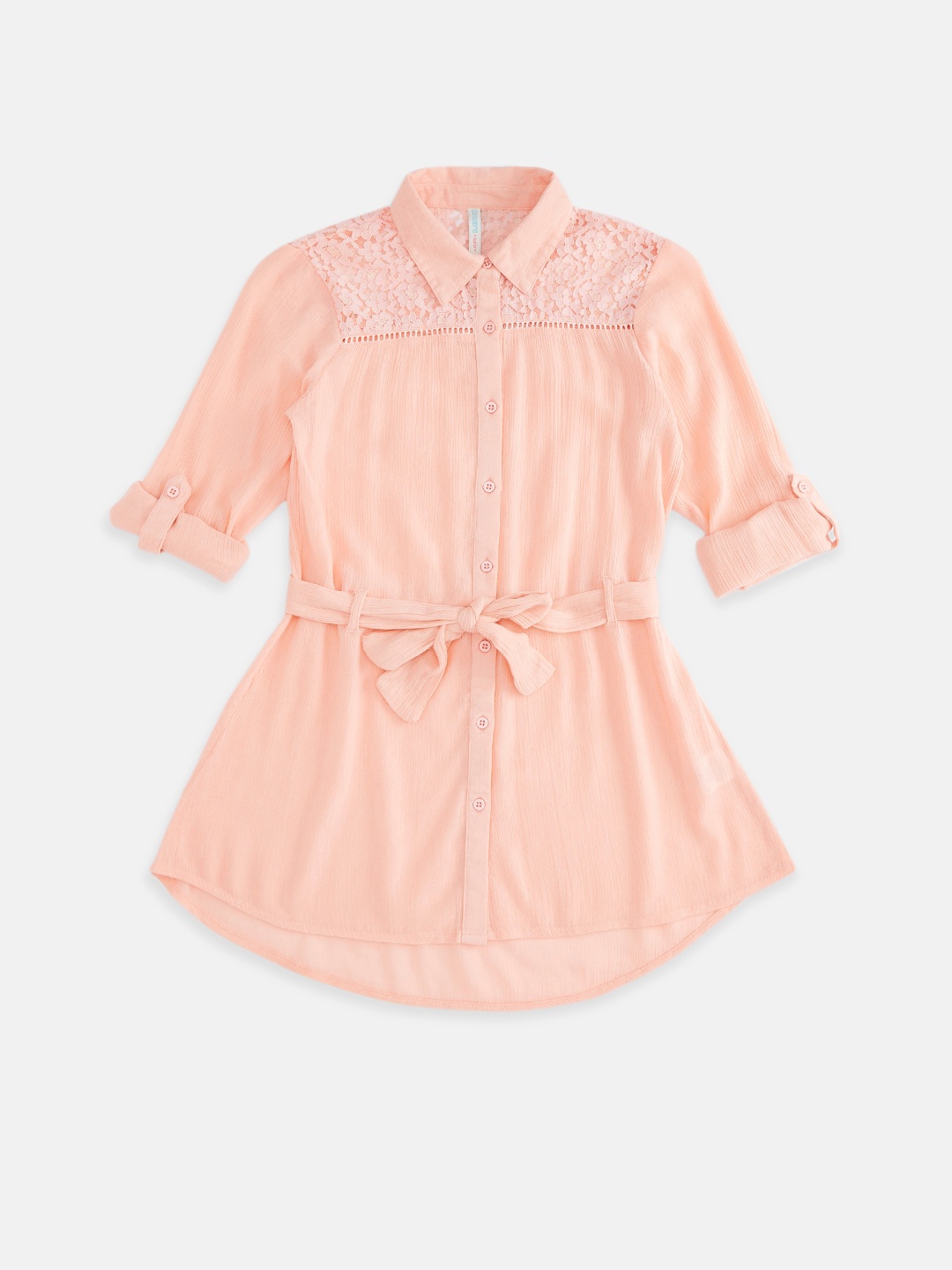 

Pantaloons Junior Peach-Coloured Pure Cotton Shirt Style Top
