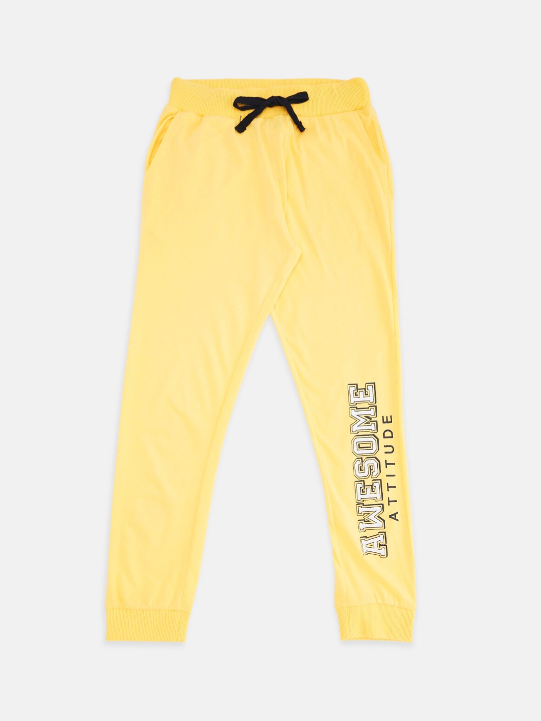 

Pantaloons Junior Boys Yellow Solid Pure Cotton Joggers