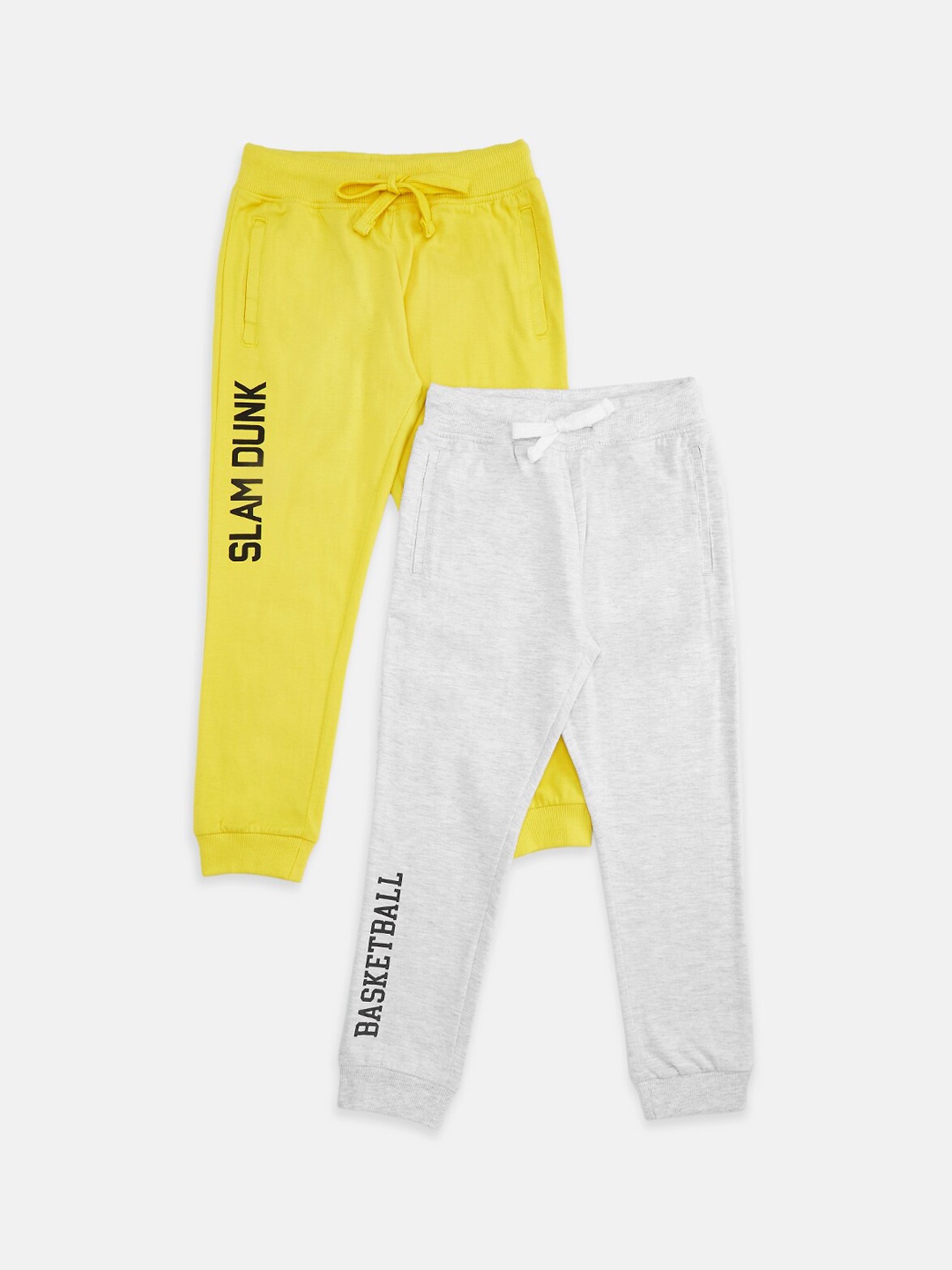 

Pantaloons Junior Boys Pack Of 2 Solid Pure Cotton Joggers, Yellow