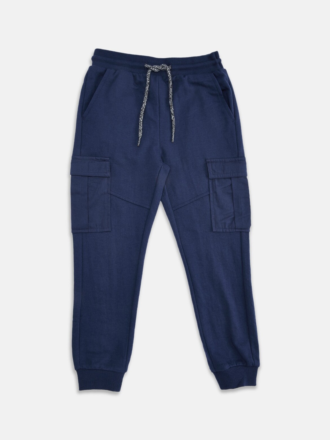 

Pantaloons Junior Boys Navy Blue Solid Pure Cotton Joggers