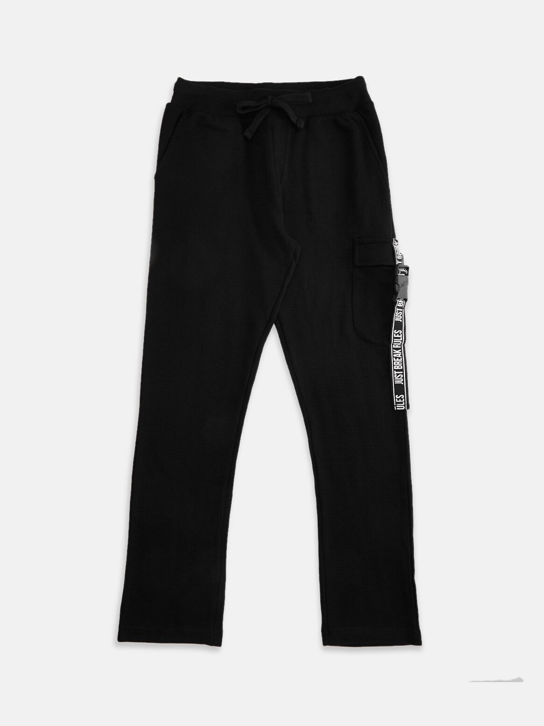 

Pantaloons Junior Boys Black Solid Pure Cotton Track Pants