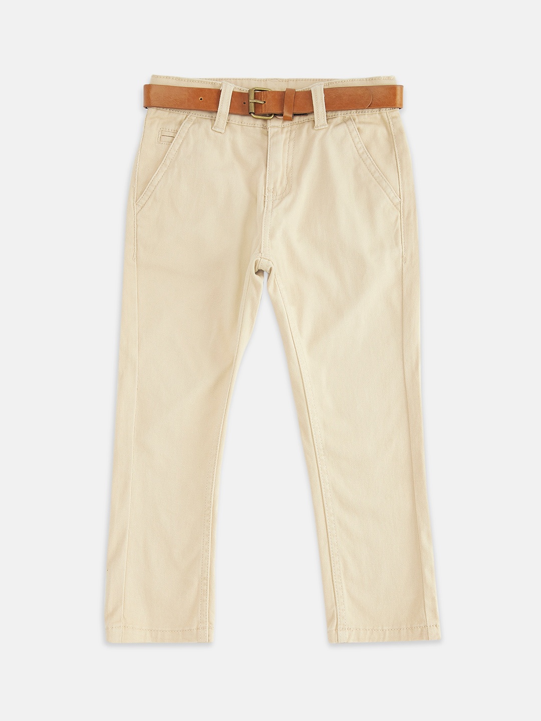 

Pantaloons Junior Boys Beige Pure Cotton Chinos Trousers