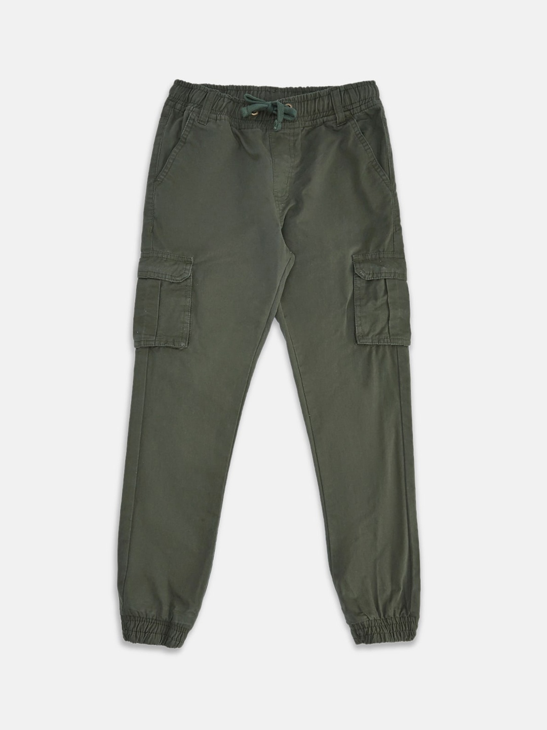 

Pantaloons Junior Boys Olive Green Solid Regular Fit Cotton Cargos