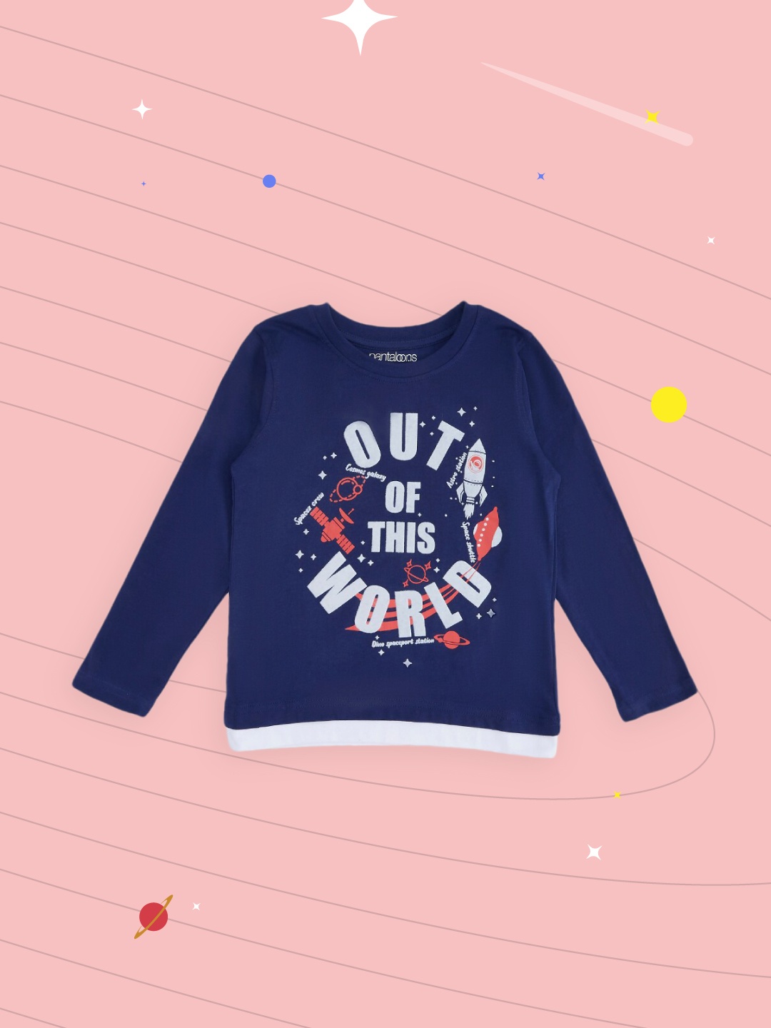 

Pantaloons Junior Boys Navy Blue Typography Printed Pure Cotton T-shirt