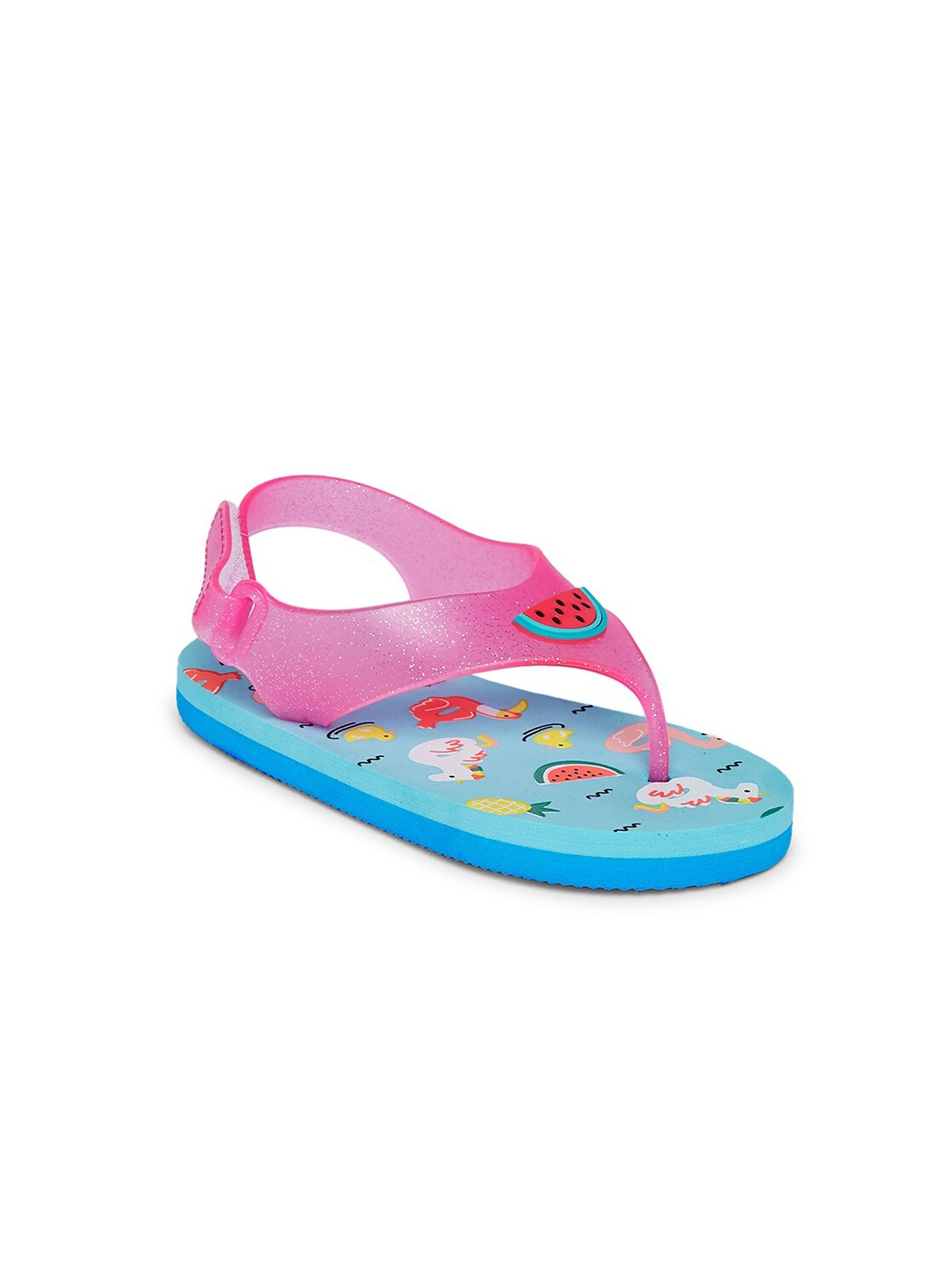 

Pantaloons Junior Girls Pink & Blue Printed Slip-On