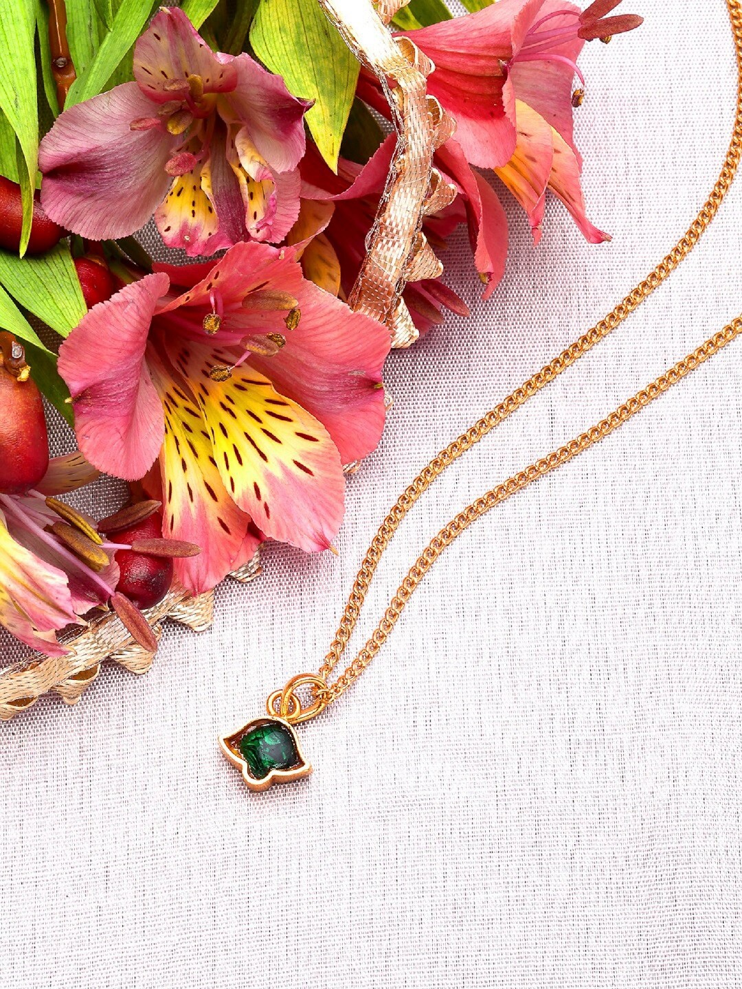 

Amaltaas Gold-Toned & Green Brass Gold-Plated Necklace