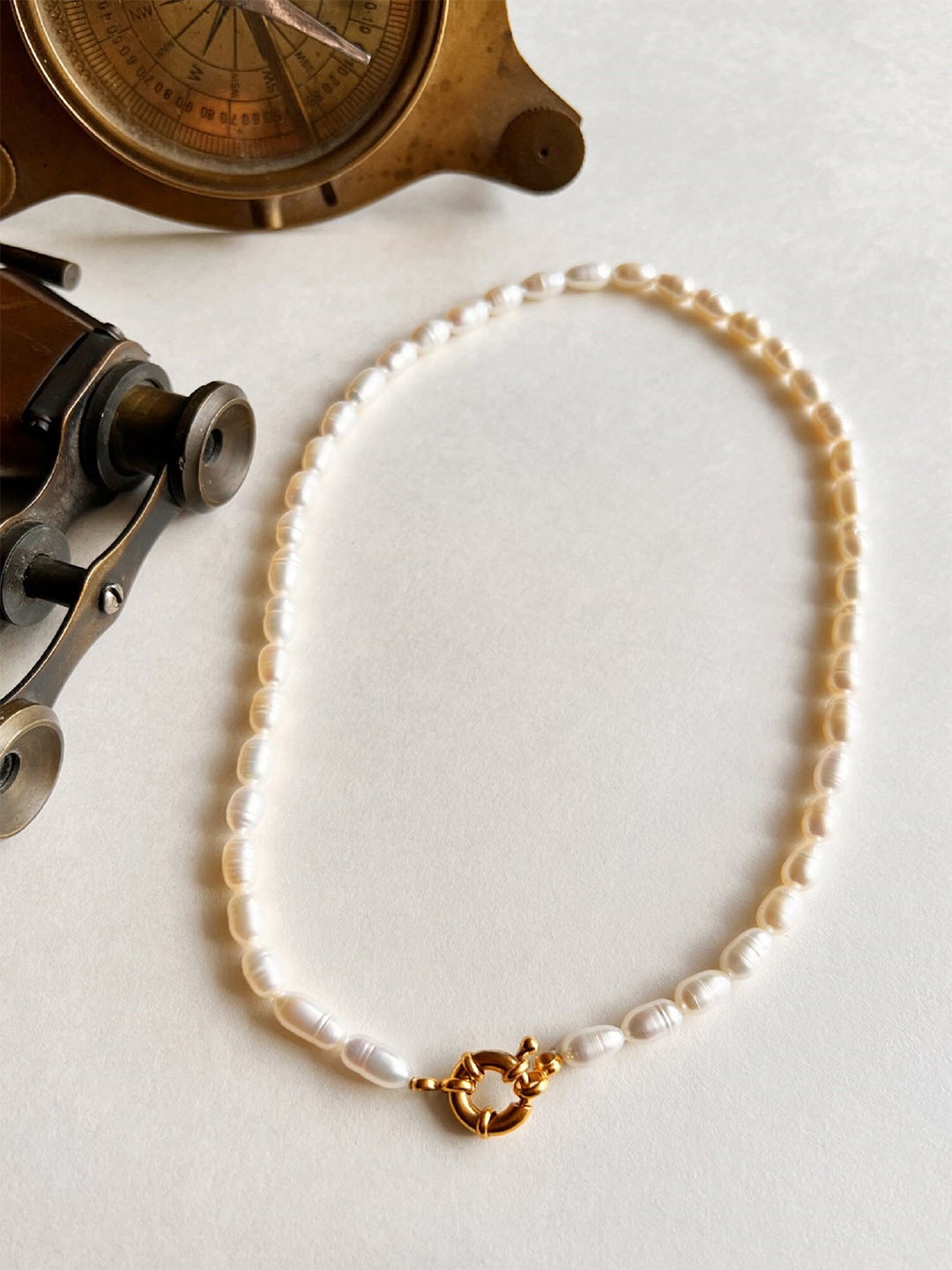 

Amaltaas Gold-Toned & White Brass Gold-Plated Handcrafted Necklace