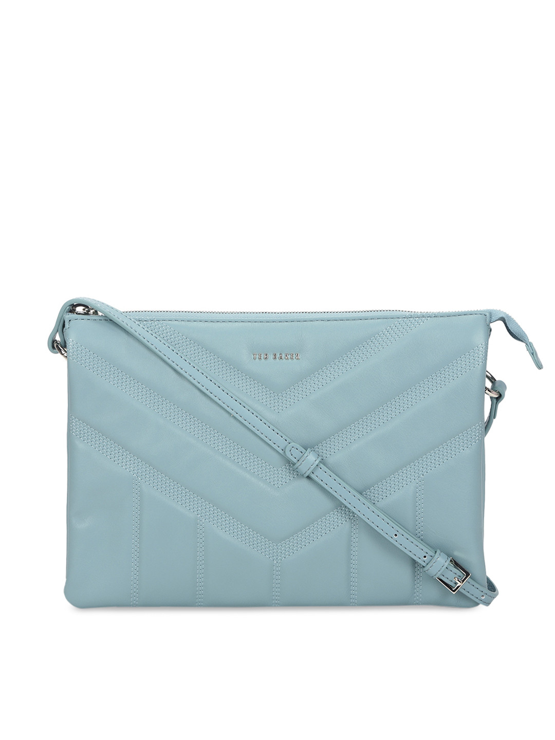 

Ted Baker Women Teal Self Design Leather Sling Bag